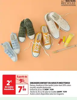 Auchan INEXTENSO Sneakers enfant ou adulte offre