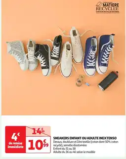 Auchan INEXTENSO Sneakers enfant ou adulte offre