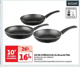 Auchan Lot de 3 poêles offre