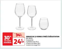 Auchan Service de 12 verres striés à dégustation offre