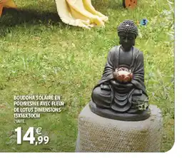 Intermarché Hyper Bouddha solaire en polyresine avec fleur de lotus dimensions offre