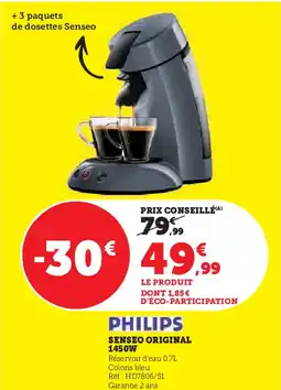 Super U Philips senseo original 1450w offre