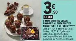 E.Leclerc 8 mini muffins coeur fondant au chocolat et noisettes offre