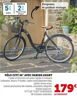 Super U Vélo city 26 avec panier avant offre