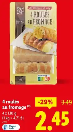 Lidl 4 roulés au fromage offre