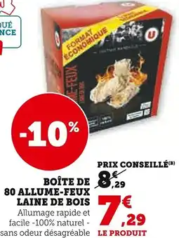 Super U Boîte de 80 allume-feux laine de bois offre