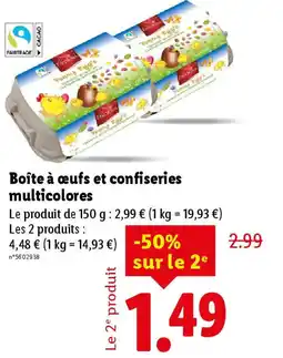 Lidl Boîte à œufs et confiseries multicolores offre