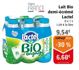 Colruyt Lactel Lait Bio demi-écrémé offre