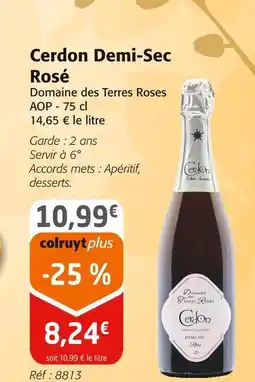 Colruyt DOMAINE DES TERRES ROSES Cerdon demi-sec rosé offre