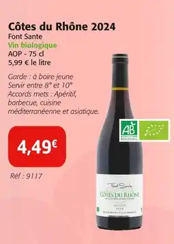 Colruyt Font Sante Côtes du Rhône 2024 offre