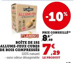 Hyper U FLAMINO Allume-feux cubes de bois compressés offre