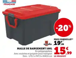 Hyper U sundis Malle de rangement 100l offre