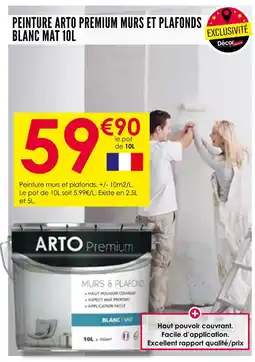 Décor Discount ARTO PREMIUM Peinture murs et plafonds blanc mat 10l offre