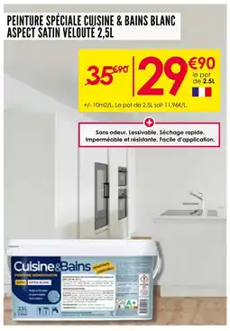 Décor Discount Peinture spéciale cuisine & bains blanc aspect satin velouté 2,5l offre