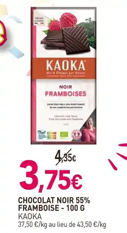 naturéO KAOKA Chocolat noir 55% framboise offre