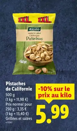 Lidl ALESTO Pistaches de californie offre