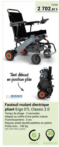 Technicien de Santé ERGO CONCEPT Fauteuil roulant électrique pliant offre