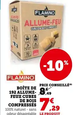 Super U FLAMINO Allume-feu cubes de bois compressés offre