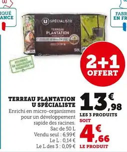 Super U U SPECIALISTE Terreau plantation offre