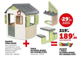 Super U Smoby Maison + table de pique-nique ou cuisine d'été offre