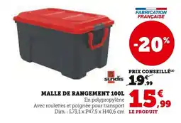 Super U SUNDIS Malle de rangement 100l offre