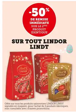 U Express Lindt -50% de remise immédiate sur le 2ème produit identique sur tout Lindor offre