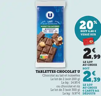 Bi1 U Tablettes chocolat offre