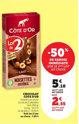 Bi1 COTE D'OR Chocolat offre