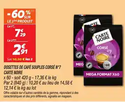 Netto CARTE NOIRE Dosettes de café souples corsé n°7 offre