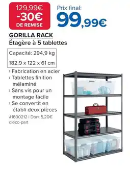 Costco GORILLA RACK Étagère à 5 tablettes offre