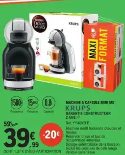 E.Leclerc Machine a capsule mini me krups offre