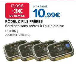 Costco RÖDEL & FILS FRÈRES Sardines sans arêtes à l'huile d'olive offre