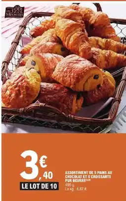 E.Leclerc Assortiment de 5 pains au chocolat et 5 croissants pur beurre offre