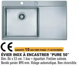 Brico Cash Évier inox à encastrer pure 50 offre