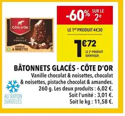 Supeco CÔTE D'OR Bâtonnets glacés offre