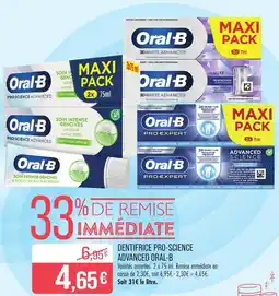 Match Dentifrice pro-science advanced oral-b offre