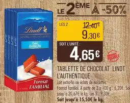 Match Tablette de chocolat lindt l'authentique offre