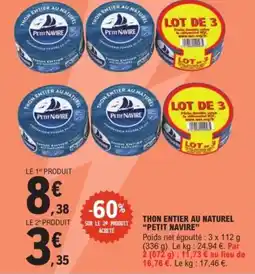 E.Leclerc Express PETIT NAVIRE Thon entier au naturel offre