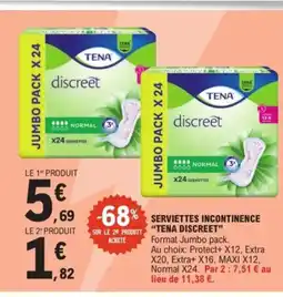 E.Leclerc Express TENA DISCREET Serviettes incontinence offre