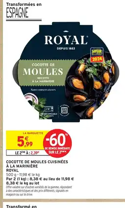 Intermarché ROYAL Cocotte de moules cuisinées à la marinière offre