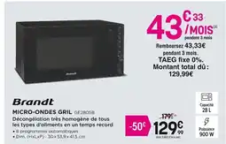 Pulsat BRANDT Micro-ondes gril offre