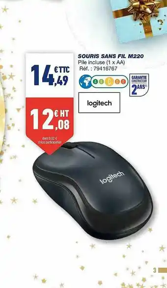 Bureau Vallée Souris Sans Fil M220 Logitech offre
