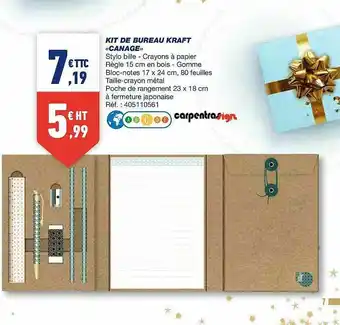 Bureau Vallée Kit De Bureau Kraft «canage» offre