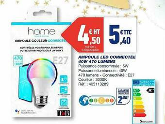 Bureau Vallée Ampoule Led Connectée 40w 470 Lumens offre