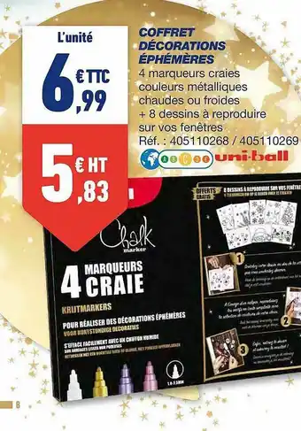 Bureau Vallée Coffret Décorations éphémères Uni-ball offre