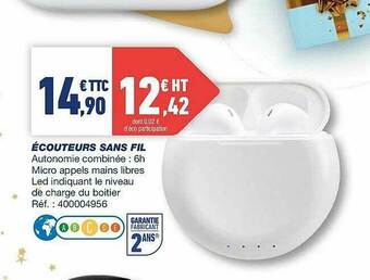 Bureau Vallée écouteurs Sans Fil offre