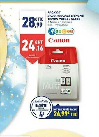 Pack De 2 Cartouches D'encre Canon Pg545 - Cl546