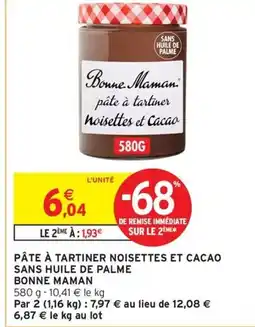 Intermarché Contact BONNE MAMAN Pâte à tartiner noisettes et cacao sans huile de palme offre