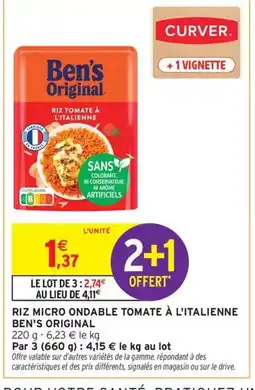 Intermarché Contact BEN'S ORIGINAL Riz micro ondable tomate à l'italienne offre