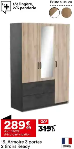 BUT Armoire 3 portes 2 tiroirs Ready offre